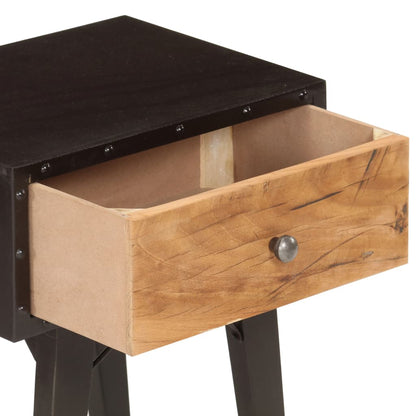 Mesita De Noche De Madera Maciza Reciclada 40x30x50 Cm_4