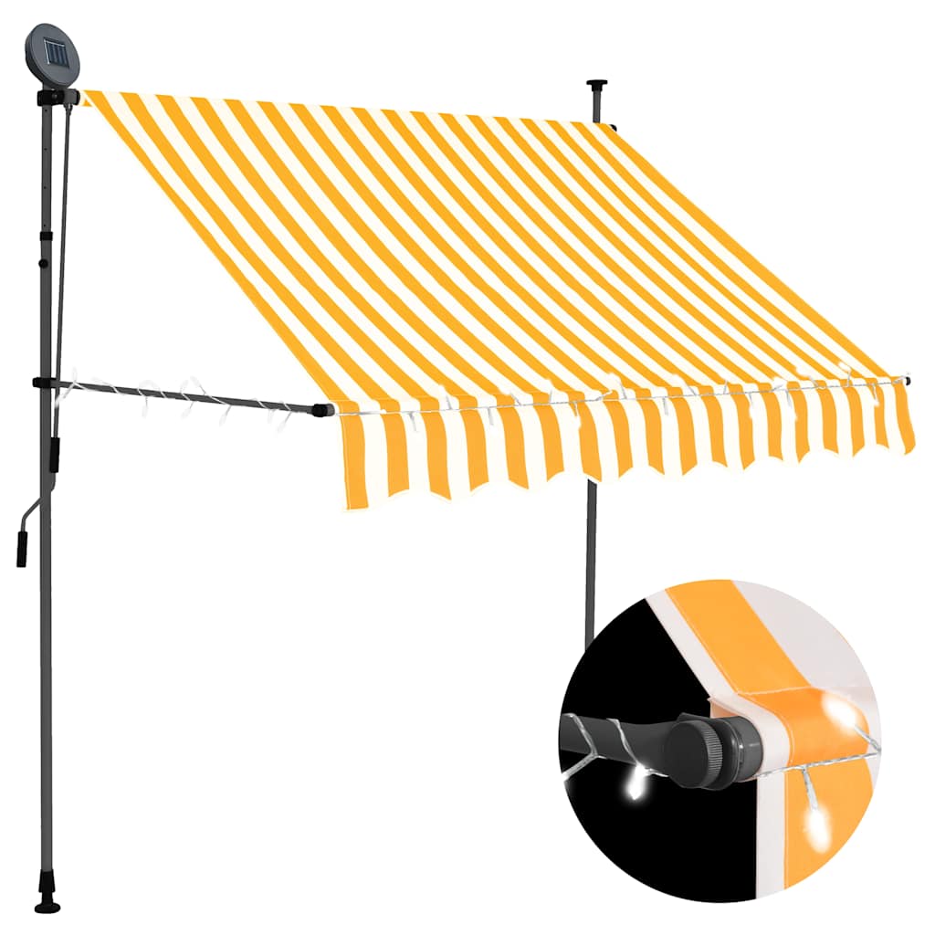 Toldo Manual Retráctil Con Led Blanco Y Naranja 150 Cm_1