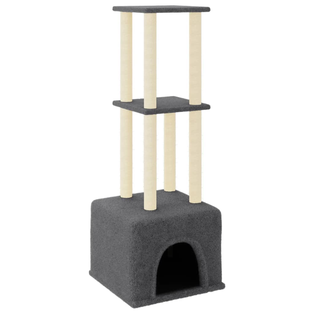 Rascador Para Gatos Con Postes De Sisal Gris Oscuro 133,5 Cm_0