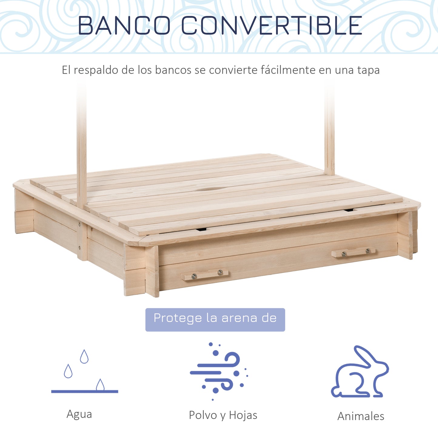 Outsunny Arenero Para Niños De Madera Con Toldo Ajustable 106x106x115 Cm_4