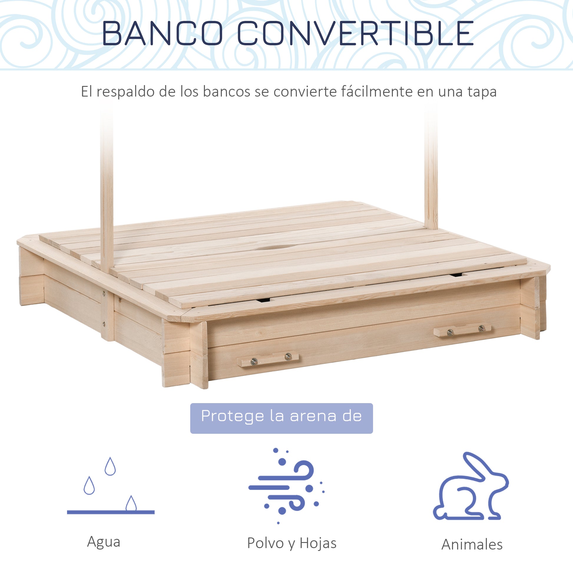 Outsunny Arenero Para Niños De Madera Con Toldo Ajustable 106x106x115 Cm_4