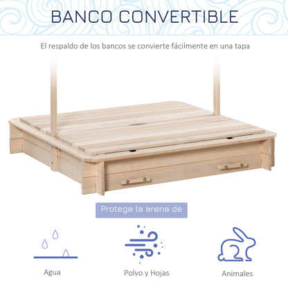Outsunny Arenero Para Niños De Madera Con Toldo Ajustable 106x106x115 Cm_4