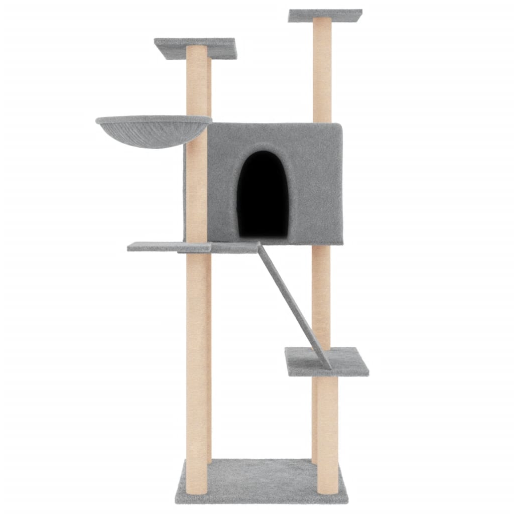 Rascador Para Gatos Con Postes De Sisal Gris Claro 143 Cm_2
