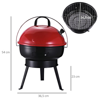 Outsunny Parrilla Para Barbacoa De Carbón Portátil Con Mango Ahumador Pequeño_2