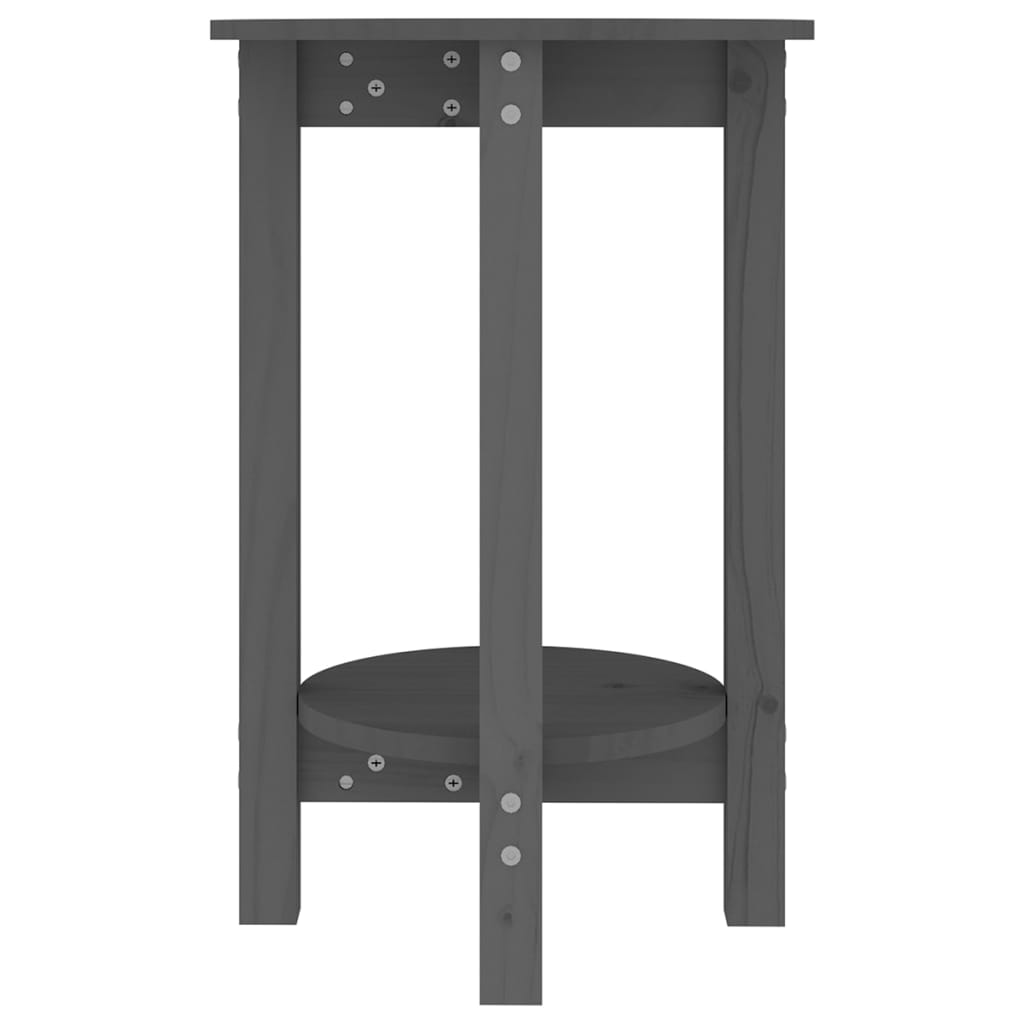 Mesa De Centro De Madera Maciza De Pino Gris Ø40x60 Cm_3