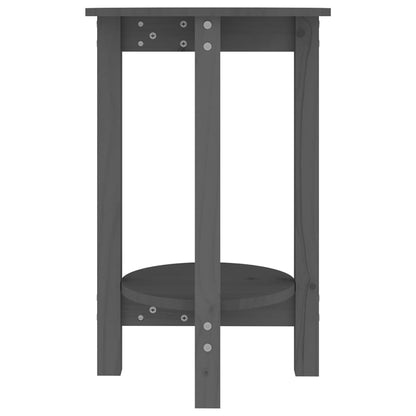 Mesa De Centro De Madera Maciza De Pino Gris Ø40x60 Cm_3