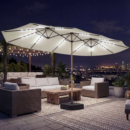 Outsunny Sombrilla Doble 4,6x2,6 M Con 48 Luces Led Base Incluida Y Manivela_3