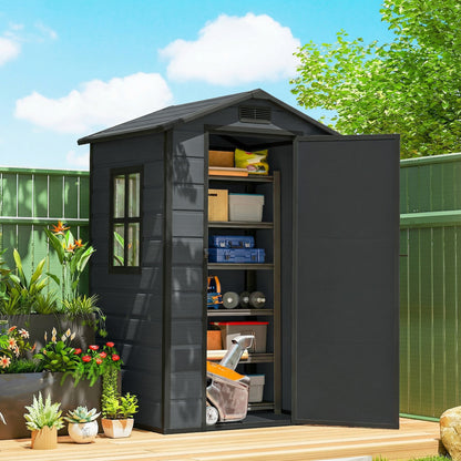 Outsunny Caseta De Jardín 1,09 M² De Plástico Con Puerta Con Cerradura Ventana_1