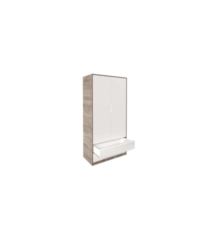 Armario 2 Puertas 2 Cajones Abatibles Acabado Roble Cortez/blanco 200 Cm(alto)100 Cm(ancho_2