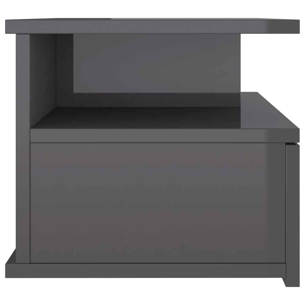 Mesita De Noche Flotante 2 Uds Madera Gris Brillo 40x31x27 Cm_3