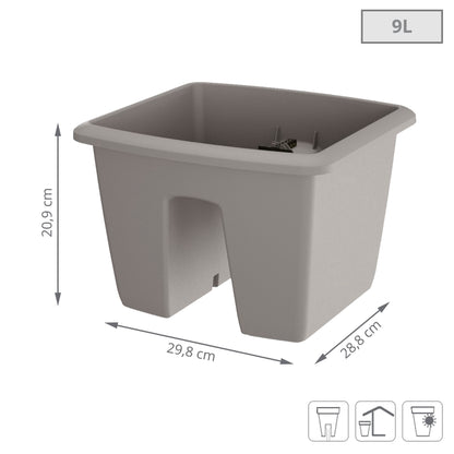 Maceta Respana Railing 9l., Dimensiones (mm) 288x298x209, Color Gris Piedra_2