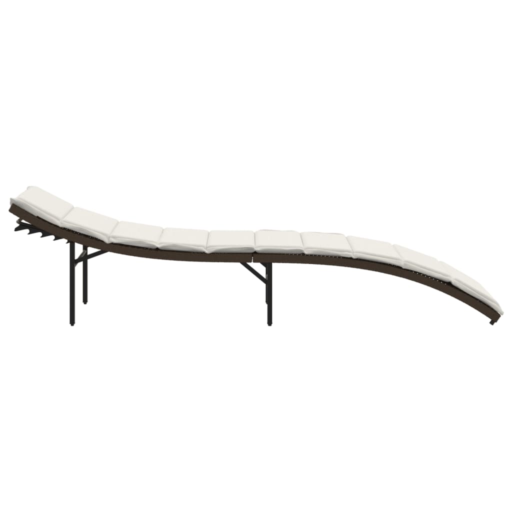 Tumbona Con Cojín Ratán Sintético Marrón 55x199x50 Cm / Vetonek_4