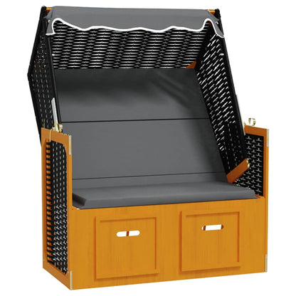 Silla Strandkorb Dosel Ratán Sintético Madera Negro Antracita_2