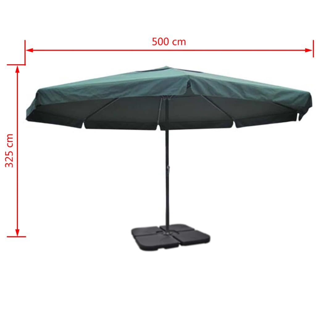 Vidaxl Sombrilla De Jardín Con Base Portátil Aluminio Verde_2