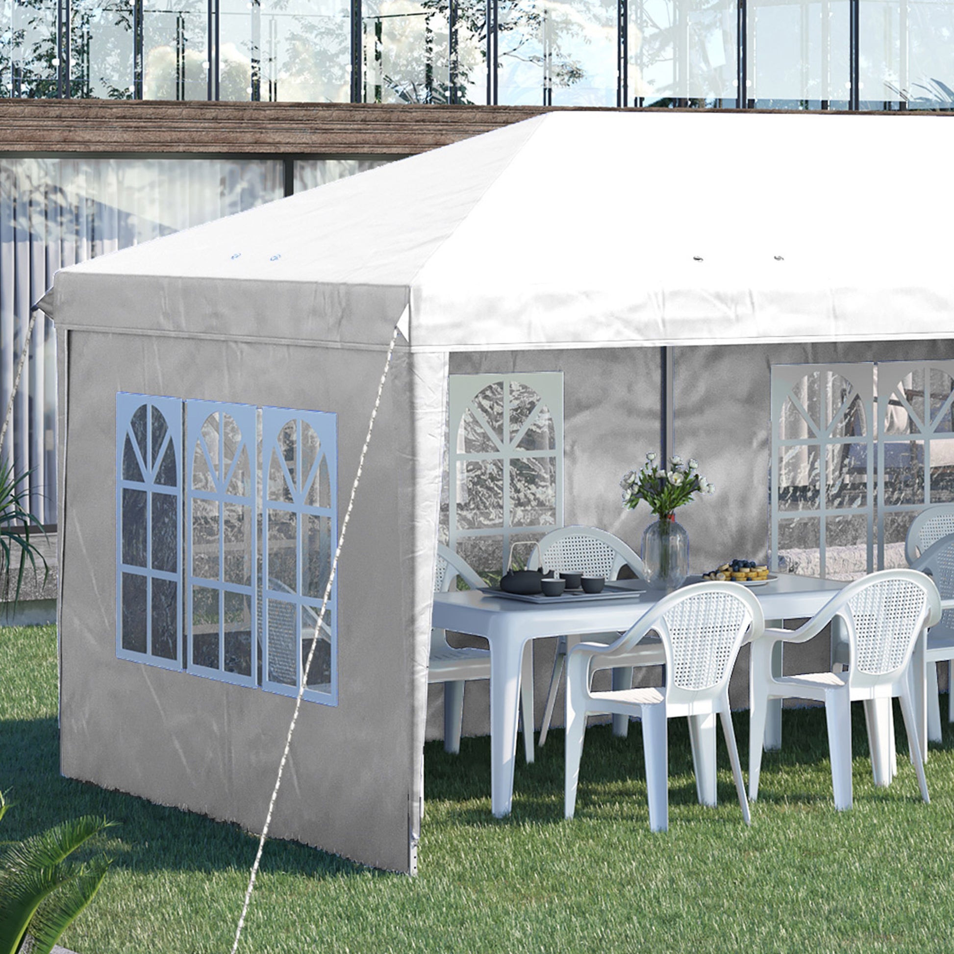 Outsunny Carpa Plegable 6x3 M Con 4 Laterales Desmontables 4 Ventanas_3