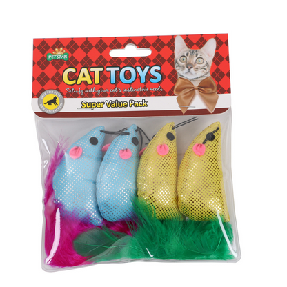 Wuapu Juguete Gato 4 Ratones Color_1