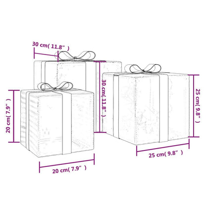 Vidaxl Cajas De Regalo Navidad Iluminadas 3 Uds 64 Leds Blanco Cálido_2