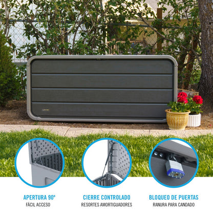 Baúl Exterior Ultrarresistente Gris C/tapa Abatible Lifetime_2