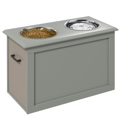 Pawhut Comedero Elevado Para Perros Con 2 Cuencos De Acero Inoxidable Gris_0