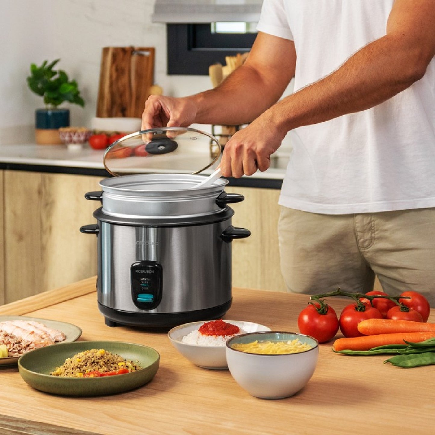 Cecotec Arrocera Ricefusion 7000 Inox. 700 W Capacidad 18 Litros 10 Raciones Acero Inox Y Tapa De Cristal_4
