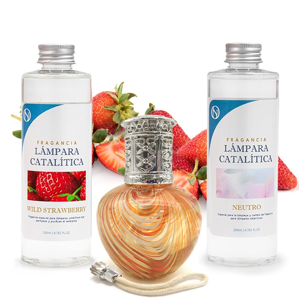 Pack Ahorro Lámpara Catalítica Orange Waves + Fragancia Wild Strawberry 200ml + Limpiador Neutro 200ml + Mecha Repuesto_0