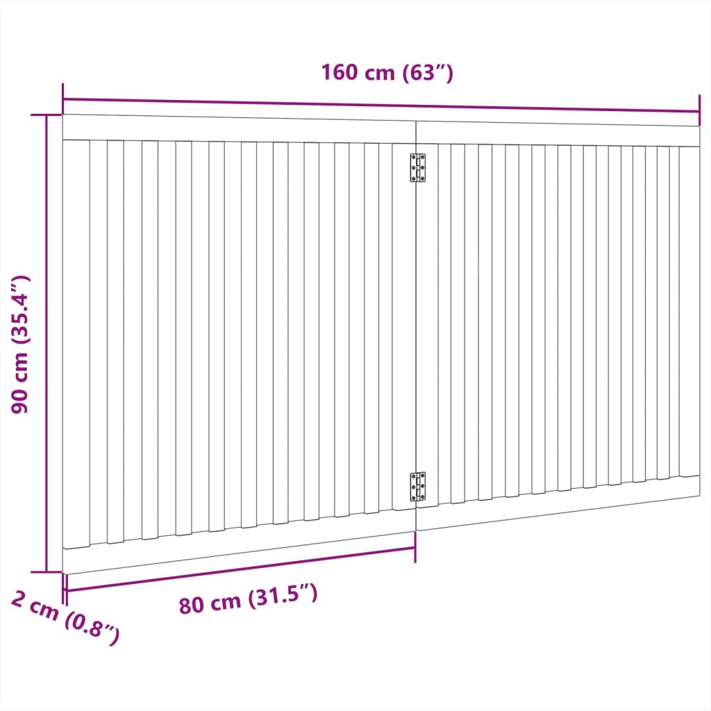 Vidaxl Puerta Para Perros Plegable 2 Paneles Madera Álamo Blanca 160cm_2