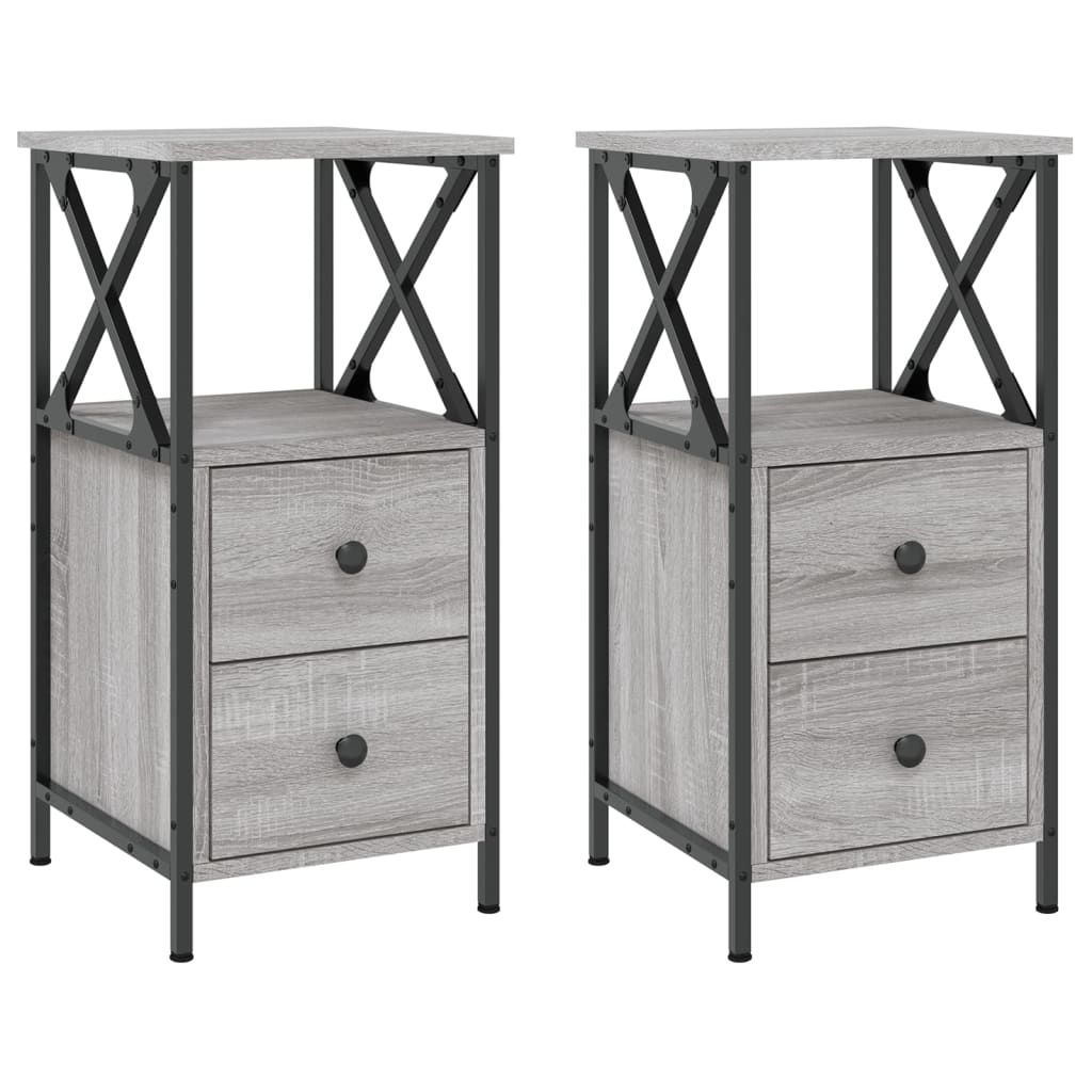 Mesitas Noche 2 Uds Madera Ingeniería Gris Sonoma 34x35,5x70 Cm_0
