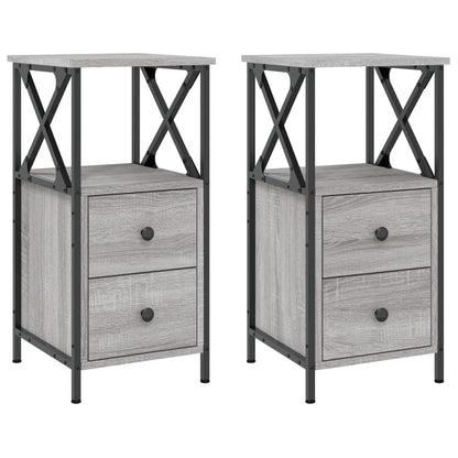 Mesitas Noche 2 Uds Madera Ingeniería Gris Sonoma 34x35,5x70 Cm_0