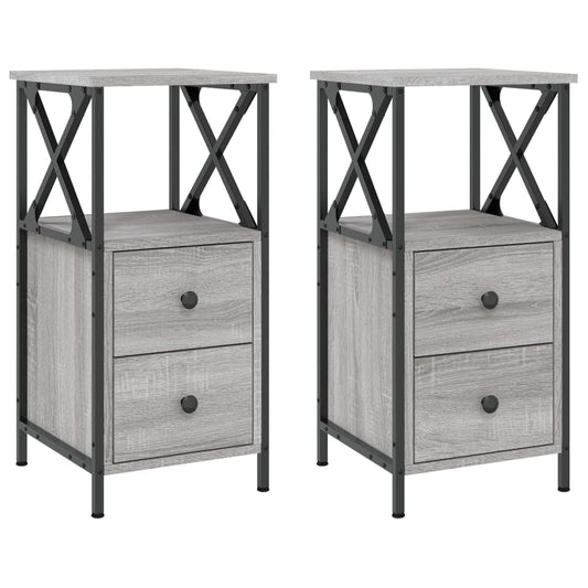 Mesitas Noche 2 Uds Madera Ingeniería Gris Sonoma 34x35,5x70 Cm_0