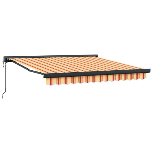 Toldo Retráctil Aluminio Y Tela Amarillo Y Blanco 3,5x2,5 M_0