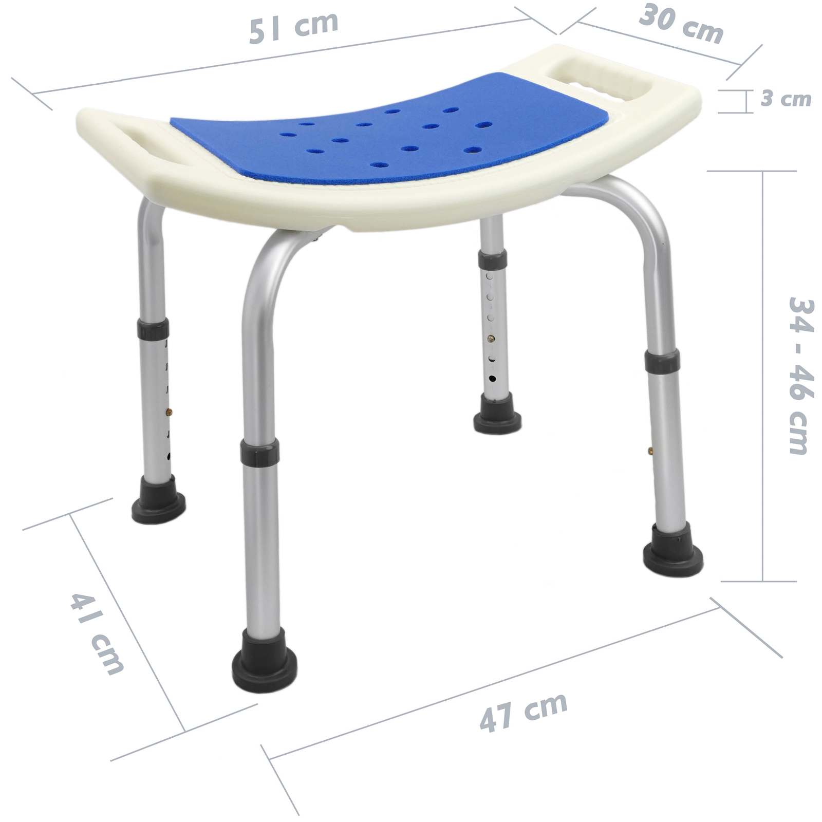 Taburete De Ducha Ergonómico Antideslizante Regulable En Altura Acolchado_1