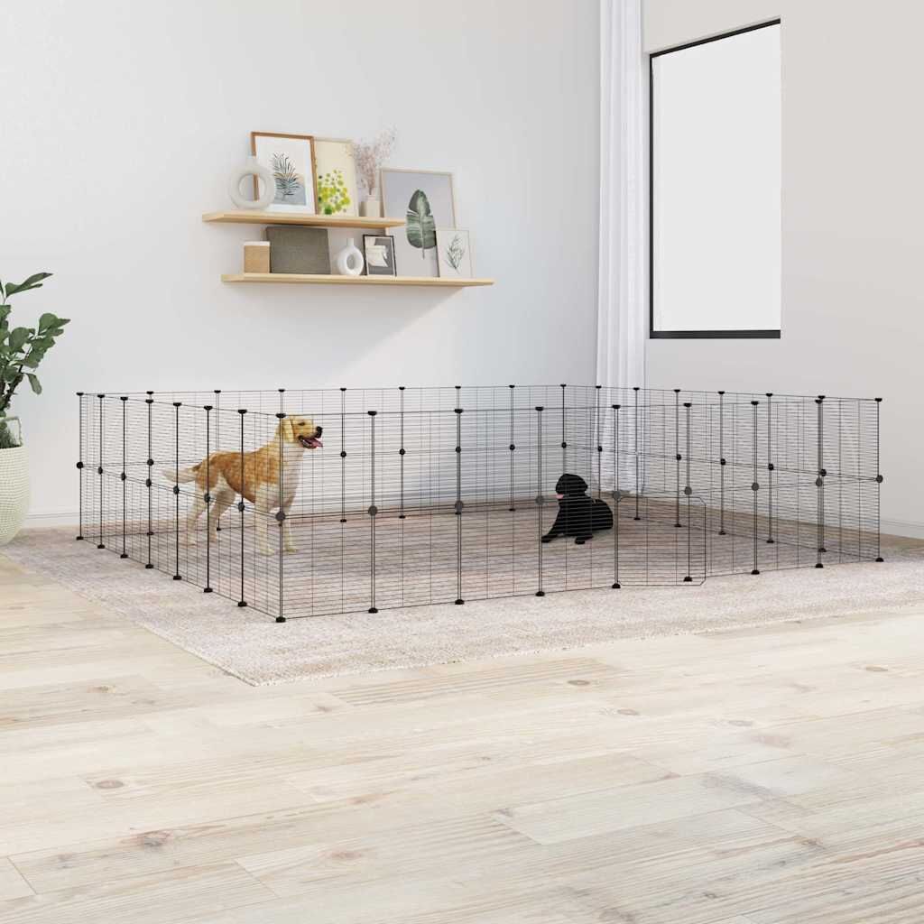 Vidaxl Jaula Para Mascotas De 60 Paneles Puerta Acero Negro 35x35 Cm_1