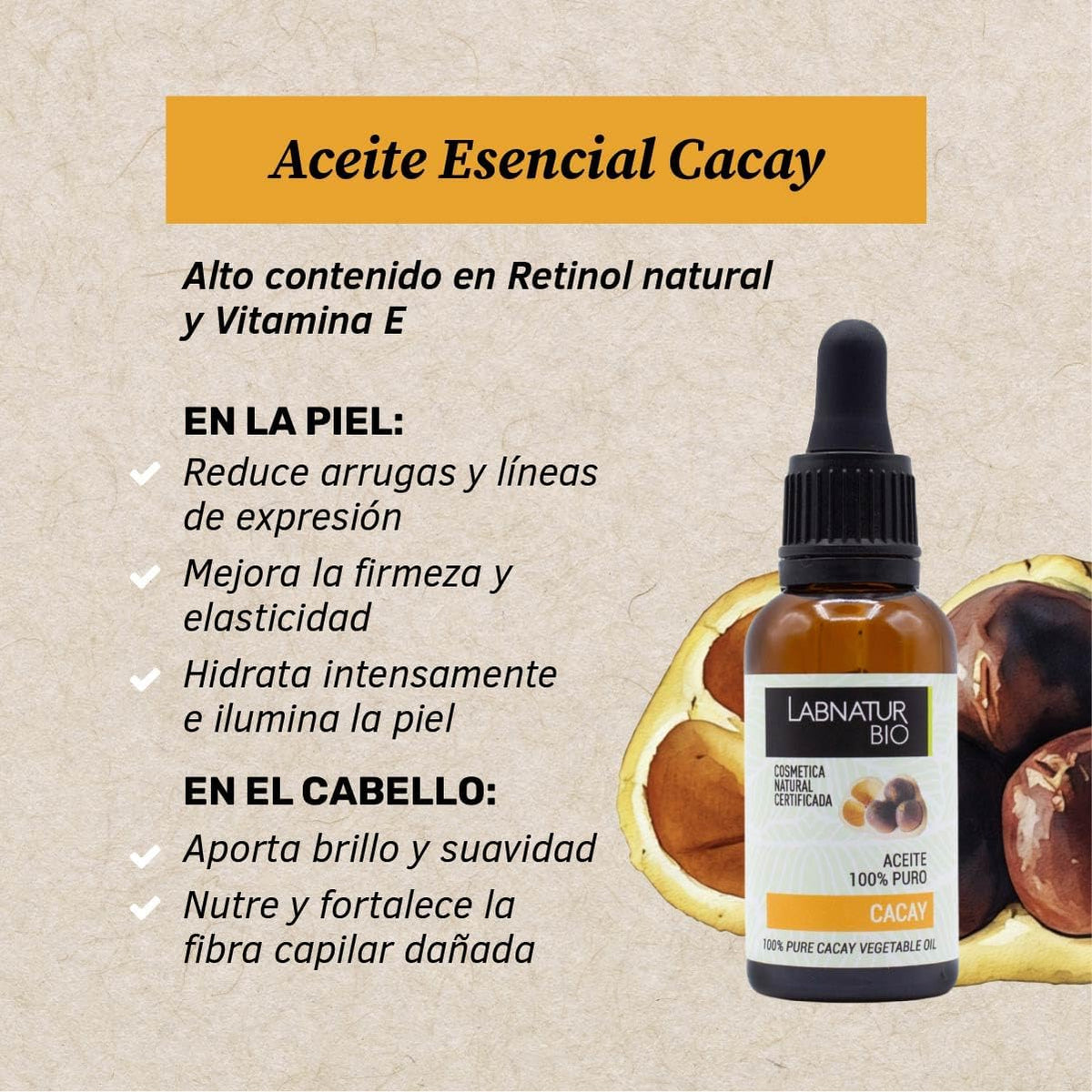 Aceite de Cacay 100% Puro Labnatur Bio 30 ml | Antioxidante y Anti-Aging | Rostro, Cuerpo y Cabello | Vegano_1