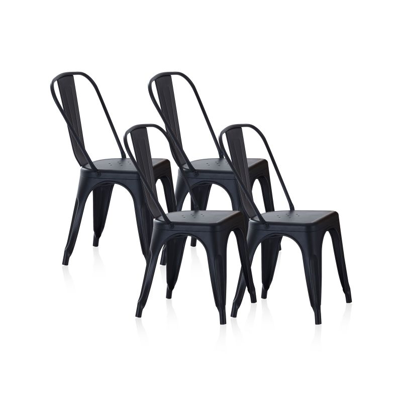 Pack 4 Sillas De Comedor Tolix Apilables, Chapa, Negro, 45 X 85 X 45_1