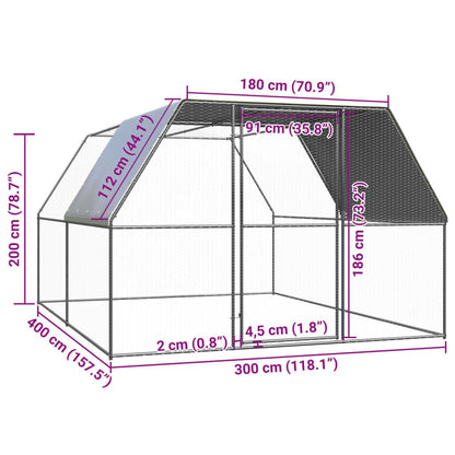 Vidaxl Jaula Gallinero De Exterior De Acero Galvanizado 3x4x2 M_4