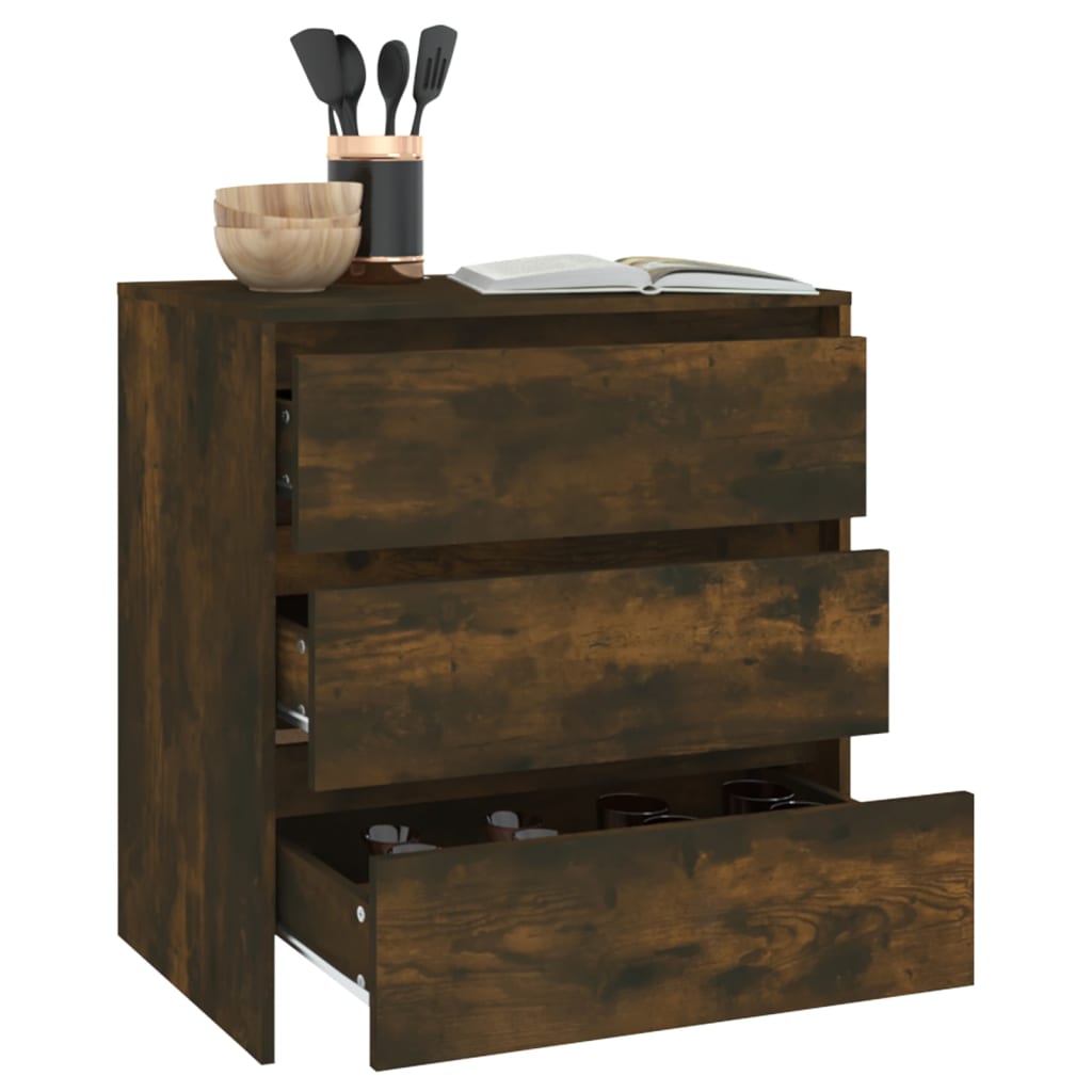 Aparador Madera Contrachapada Color Roble Ahumado 70x41x75 Cm / Vetonek_4