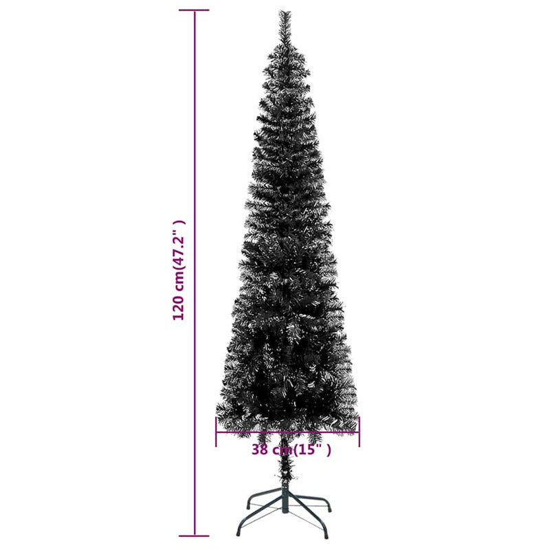 Vidaxl Árbol De Navidad Delgado Con Luces Y Bolas Negro 120 Cm_2