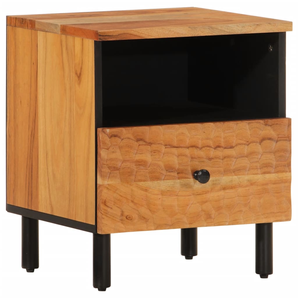Mesita De Noche De Madera Maciza De Acacia 40x33x46 Cm_0