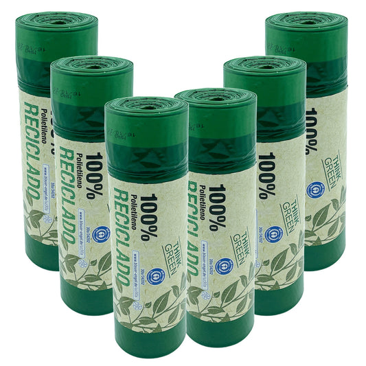 100% Reciclado 6 Rollos De 20 Bolsas De Basura Con Autocierre 30l