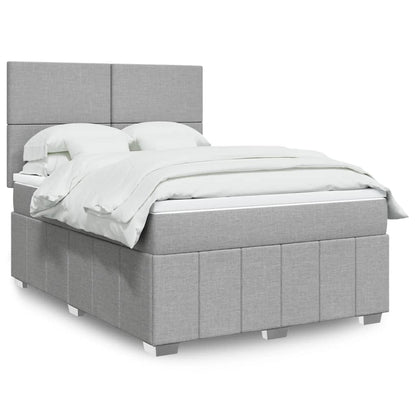Cama Box Spring Con Colchón Tela Gris Claro 140x200 Cm / Vetonek_2