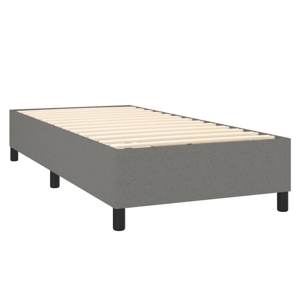 Cama Box Spring Colchón Y Luces Led Tela Gris Oscuro 90x190 Cm / Vetonek_3