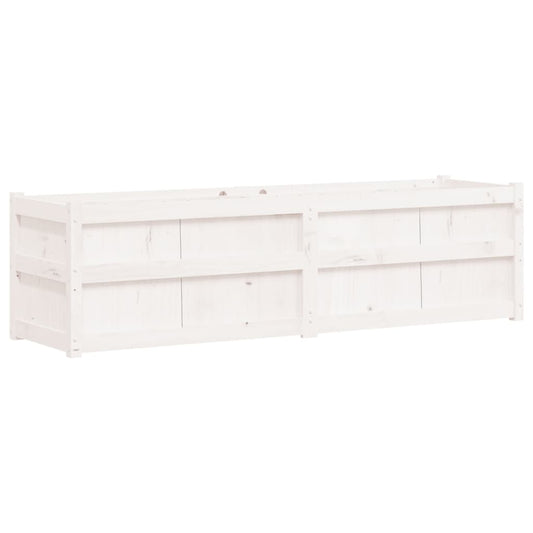 Jardinera De Madera Maciza De Pino Blanca 180x50x50 Cm_0