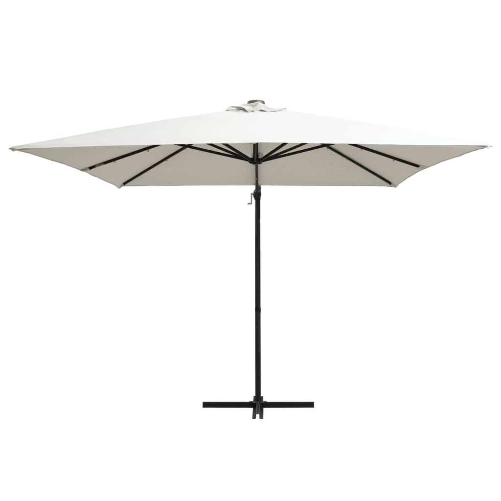 Vidaxl Sombrilla Voladiza Jardín Led Palo De Acero Arena 250x250 Cm_1