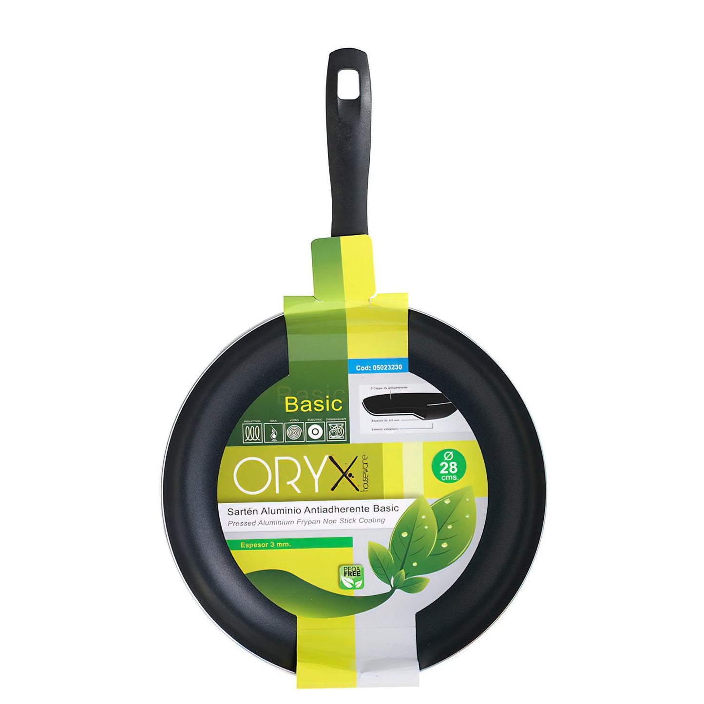 Oryx Sartén Aluminio Antiadherente Basic, Alta Resistencia, Apta Inducción, Libre Pfoa, Diámetro 28 Cm, Espesor 3 Mm._1