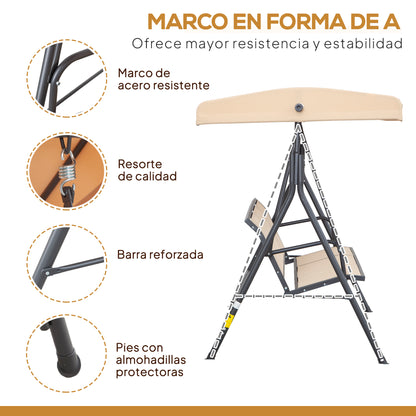 Outsunny Columpio De Jardín Exterior De 3 Plazas Con Toldo Reclinable_3