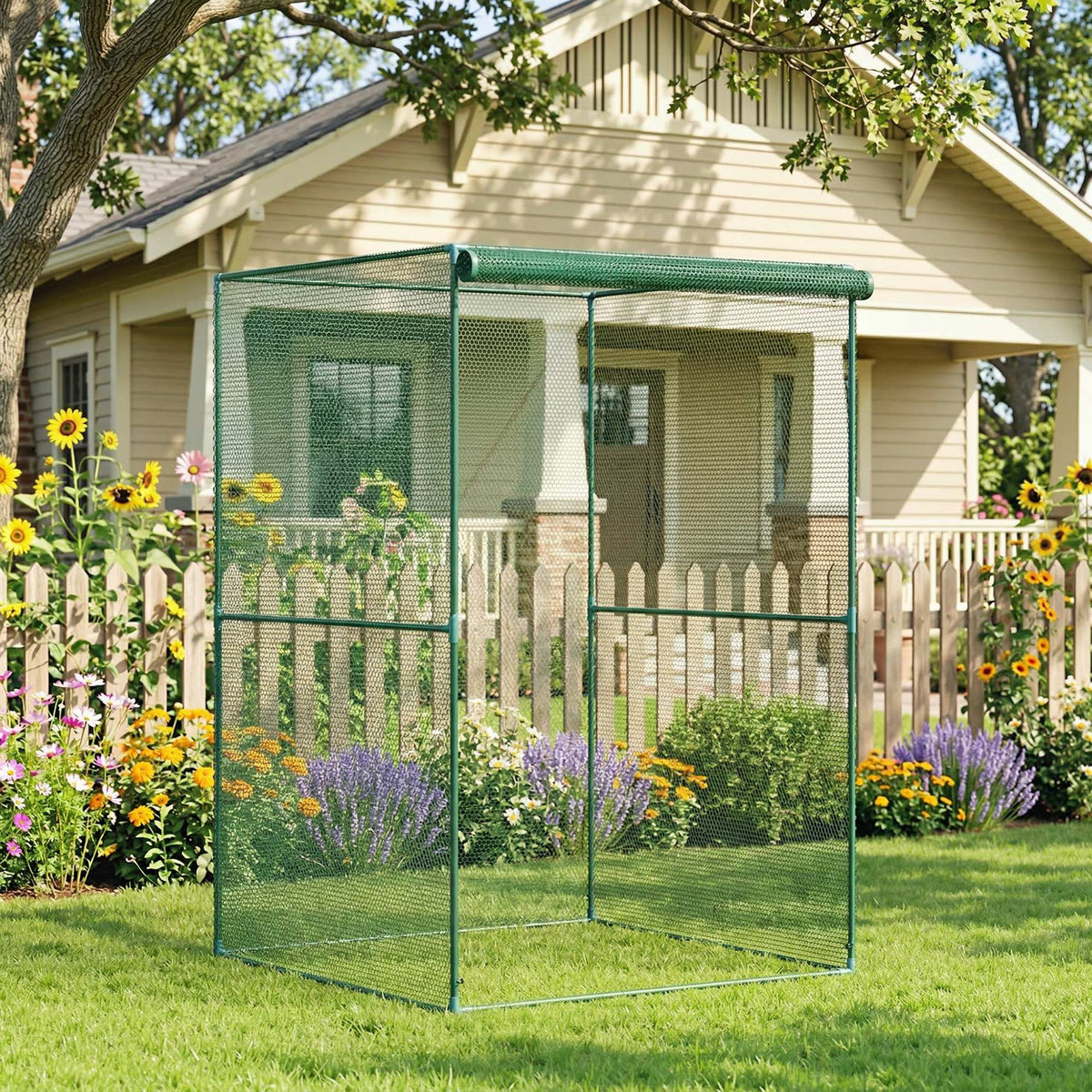 Jaula De Cultivo Con Puerta Enrollable Outsunny 120x120x180 Cm Verde_1
