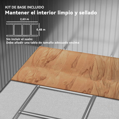 Outsunny Caseta De Jardín Exterior 4,9 M² 277x195x192 Cm Puerta Corredera Marrón_5