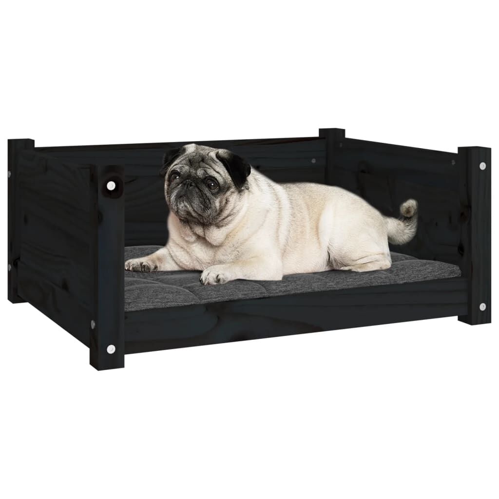 Vidaxl Cama Para Perros Madera Maciza De Pino Negro 65,5x50,5x28 Cm_3