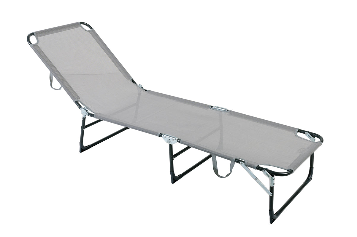 Lote De 2 Tumbonas Plegables, Tumbonas Texaline Y Acero Gris Con Asa De Transporte 185x52xh87cm- Tumbona, Tumbona Y Hamaca_0