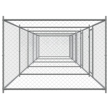 Jaula De Perros Con Puertas Acero Galvanizado Gris 10x2x1,5 M_4